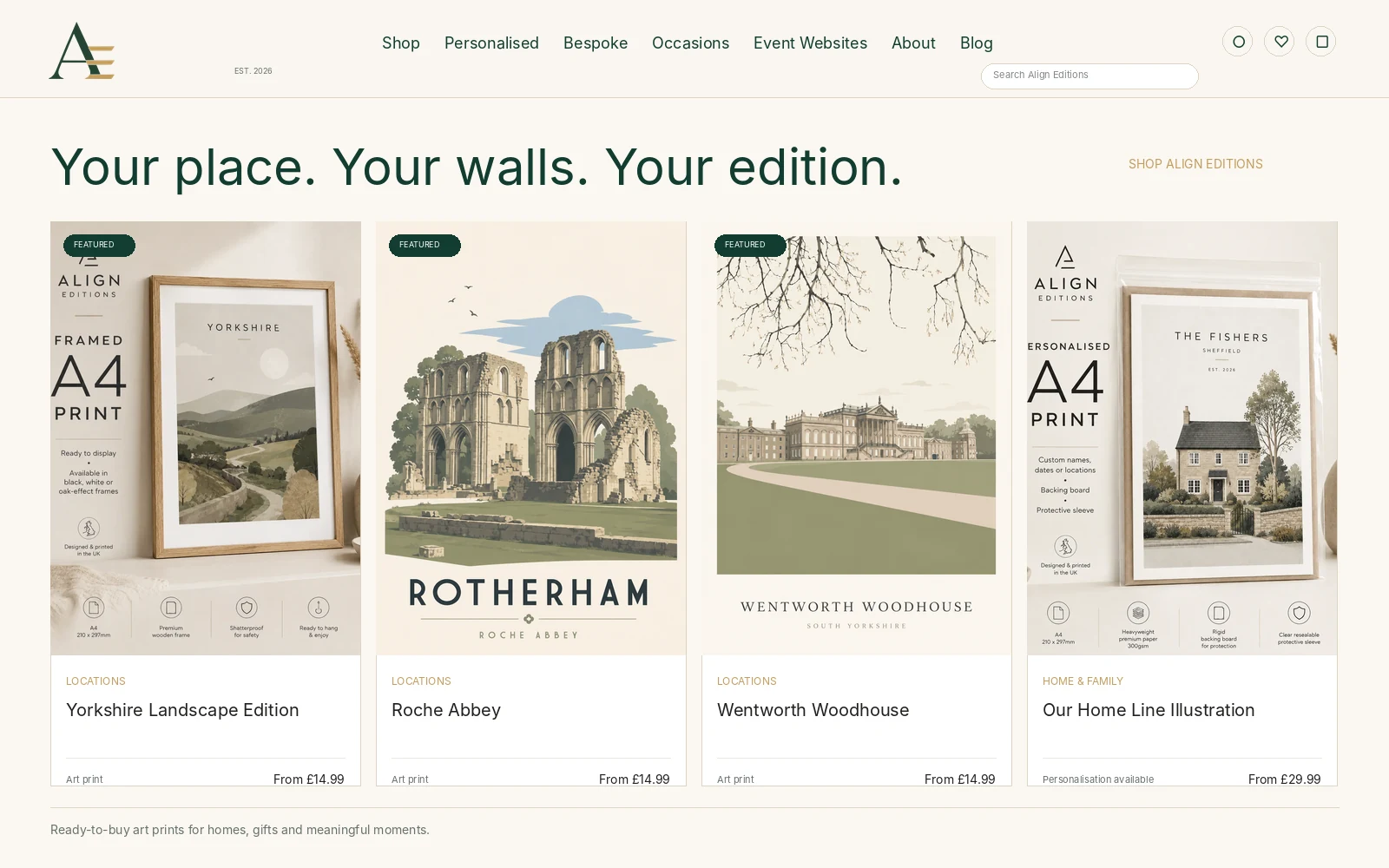 Align Editions storefront preview