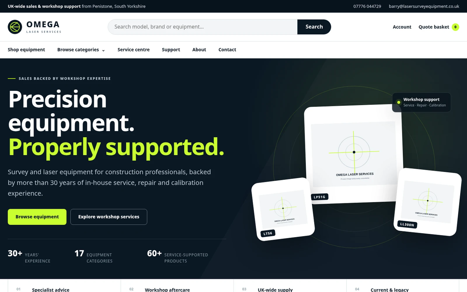 Omega Laser Services website preview